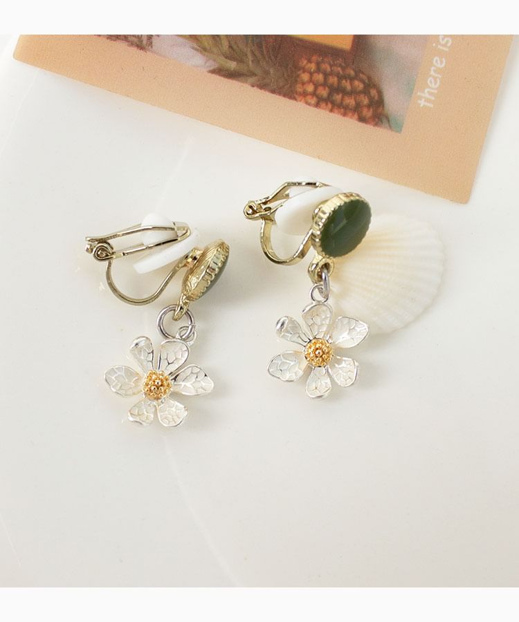 Flower Drop Earring / Clip On Earring