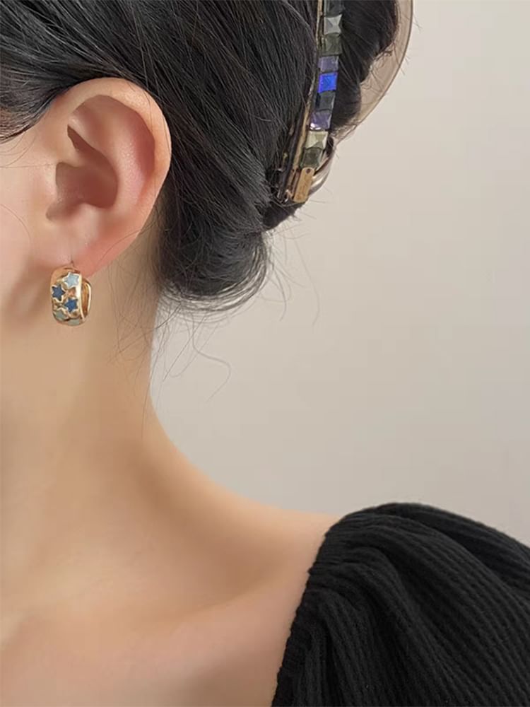 Star Pattern Half Hoop Earring