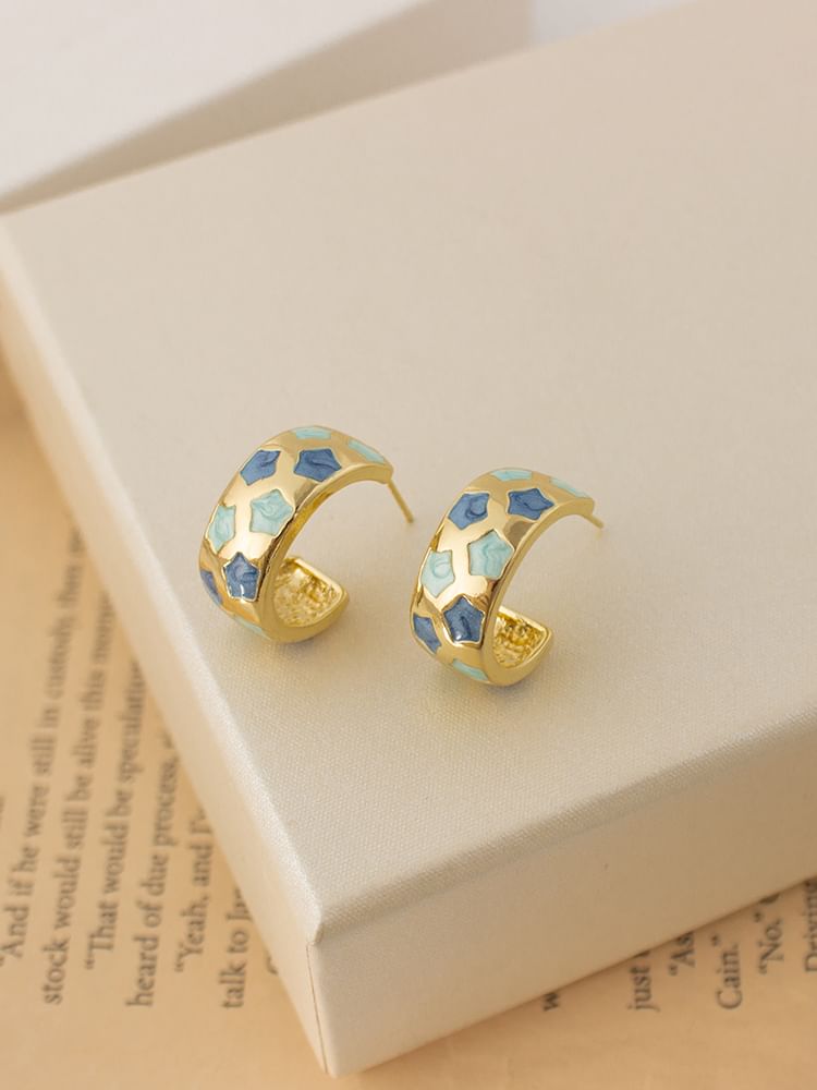 Star Pattern Half Hoop Earring