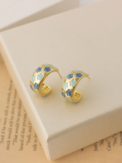 Star Pattern Half Hoop Earring