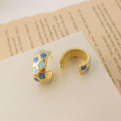 Star Pattern Half Hoop Earring