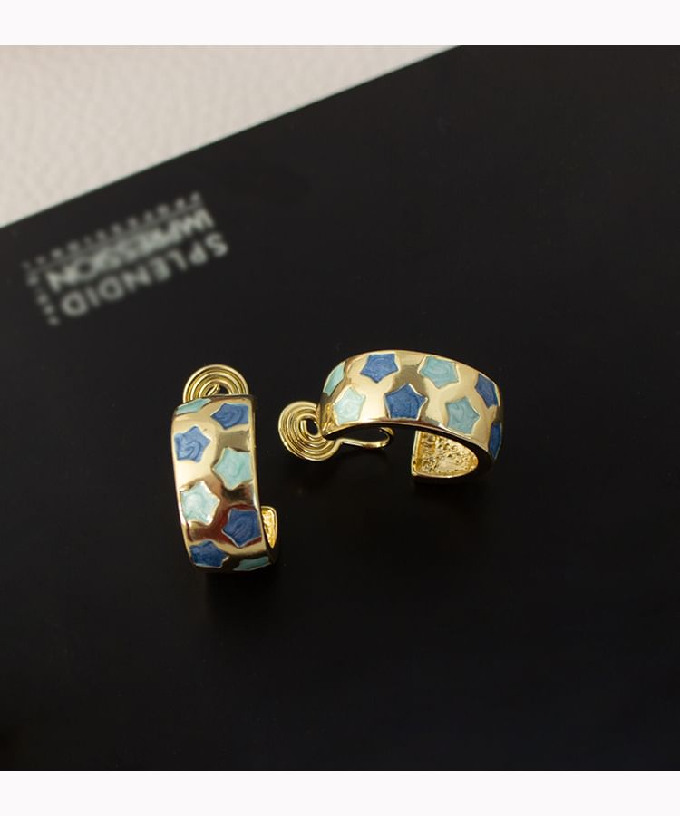 Star Pattern Half Hoop Earring