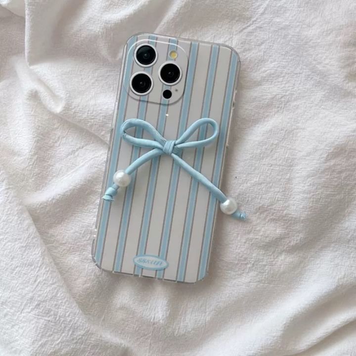 Phone Set Case Pearl Decoration Striped / Bow Adhesive Faux