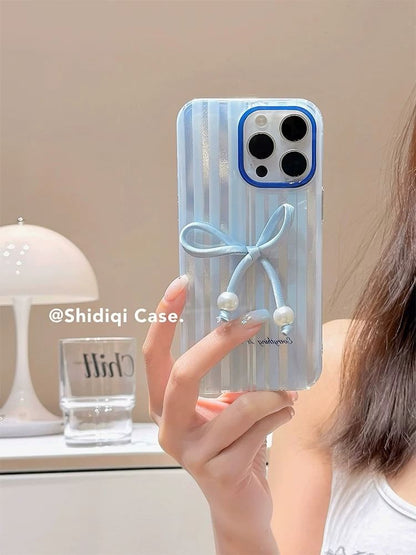 Phone Set Case Pearl Decoration Striped / Bow Adhesive Faux