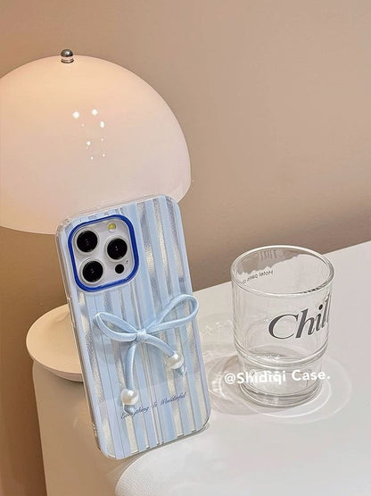 Phone Set Case Pearl Decoration Striped / Bow Adhesive Faux