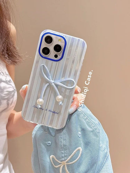 Phone Set Case Pearl Decoration Striped / Bow Adhesive Faux