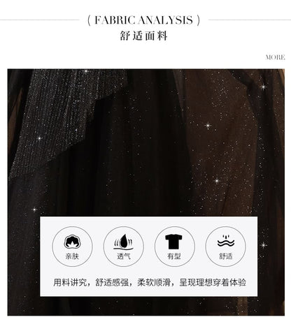 Short-Sleeve Plain Sequin A-Line Evening Gown