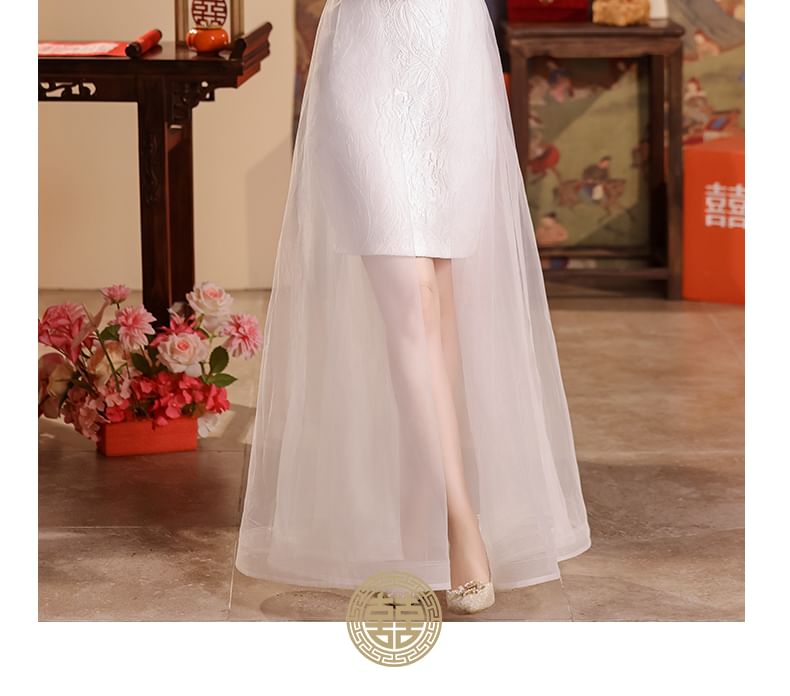 Halter Cold-Shoulder Asymmetrical A-Line Wedding Dress