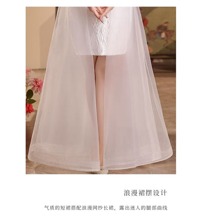 Halter Cold-Shoulder Asymmetrical A-Line Wedding Dress