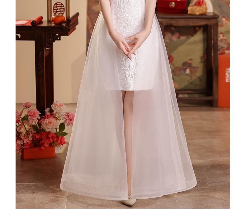 Halter Cold-Shoulder Asymmetrical A-Line Wedding Dress