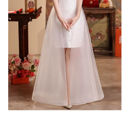 Halter Cold-Shoulder Asymmetrical A-Line Wedding Dress