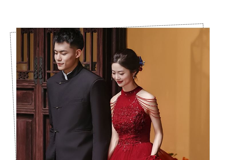 Sleeveless Sequin Layered A-Line Evening Gown