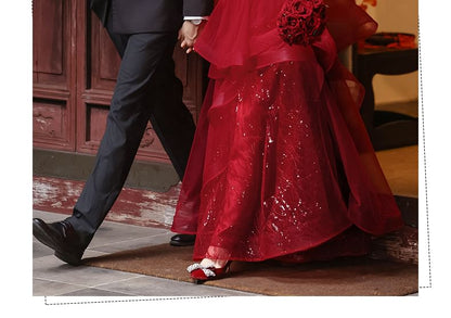 Sleeveless Sequin Layered A-Line Evening Gown