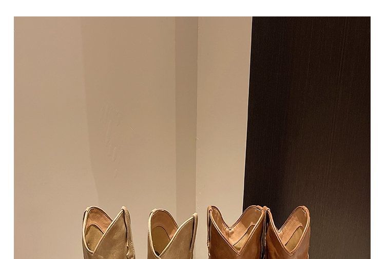 Leather Heel Boots Tall Faux Chunky