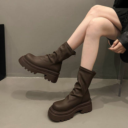 Plain Sock Platform Short Boots