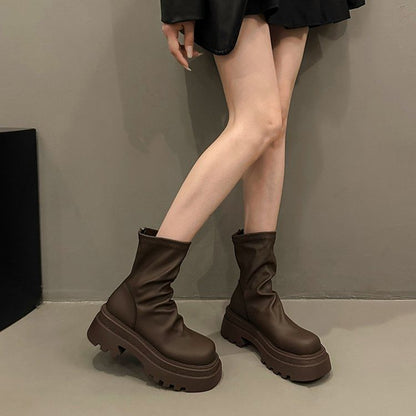 Plain Sock Platform Short Boots