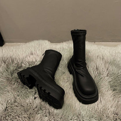 Plain Sock Platform Short Boots
