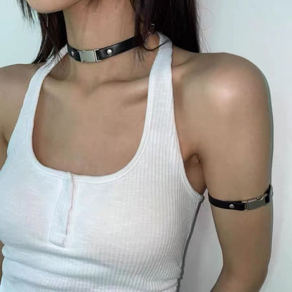 Faux Leather Buckled Choker / Bracelet