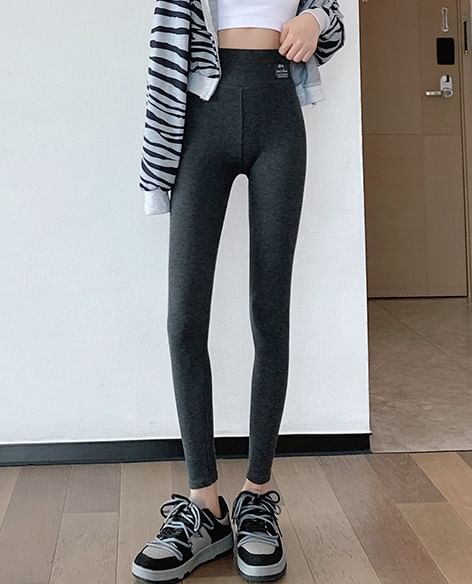 Logo High Rise Plain Leggings