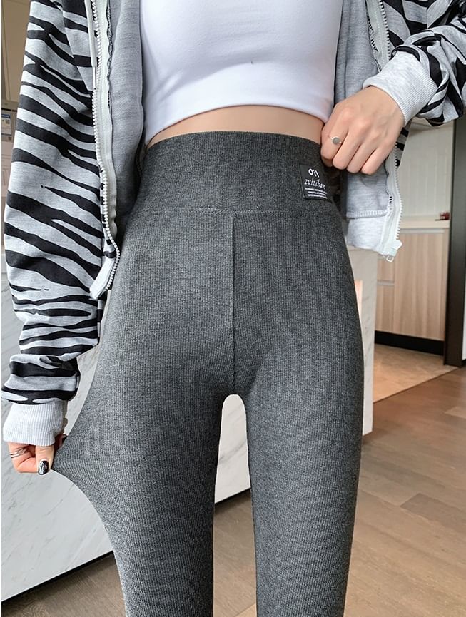 Logo High Rise Plain Leggings