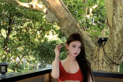 Dress Patterned Sleeveless Neck Maxi Bodycon Scoop Open Back