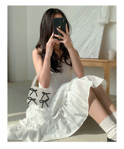 Bow Accent Beaded Handbag