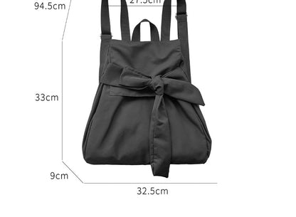 Plain Bow Nylon Flap Backpack