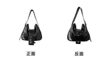 Plain Buckled Faux Leather Shoulder Bag