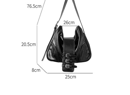 Plain Buckled Faux Leather Shoulder Bag