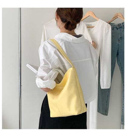 Plain Faux Leather Tote Bag