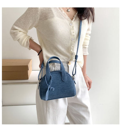 Set: Denim Bowler Bag + Bag Charm