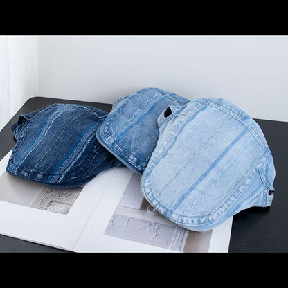 Flat Cap Washed Denim Striped