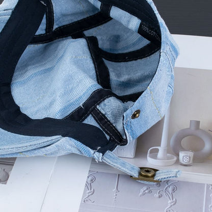 Flat Cap Washed Denim Striped