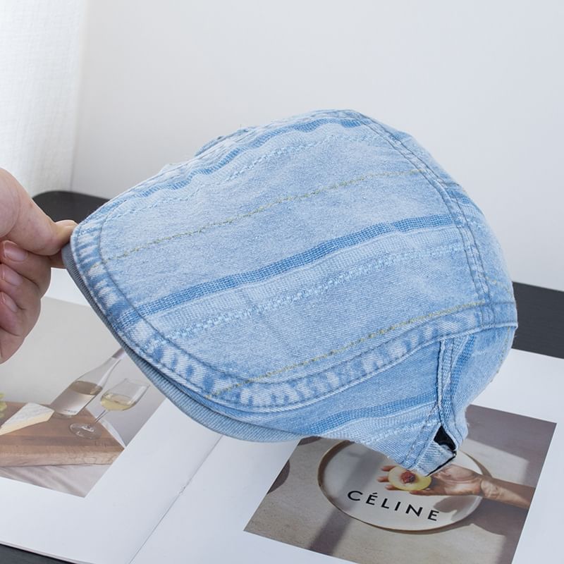 Flat Cap Washed Denim Striped