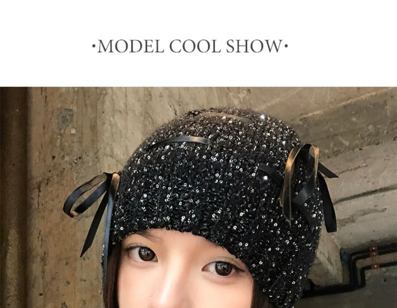 Sequin Beanie Bow