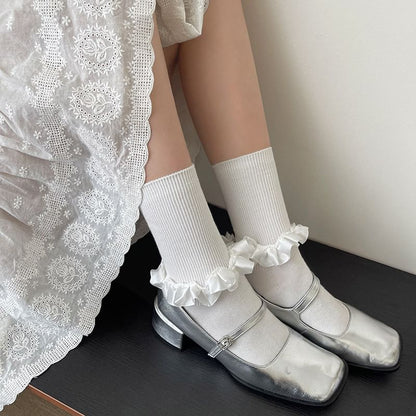 Plain Ruffle Trim Socks