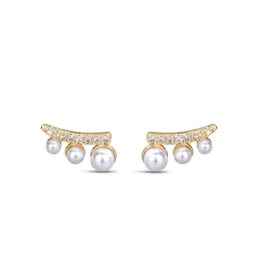 Boucle d'oreille grimpante en fausses perles et strass