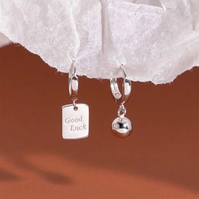 Boucles d'oreilles pendantes asymétriques en argent sterling 925