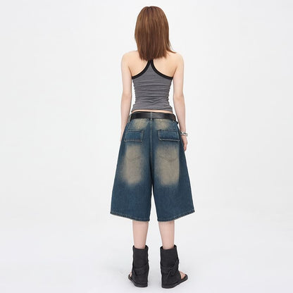 Low Rise Washed Denim Jorts