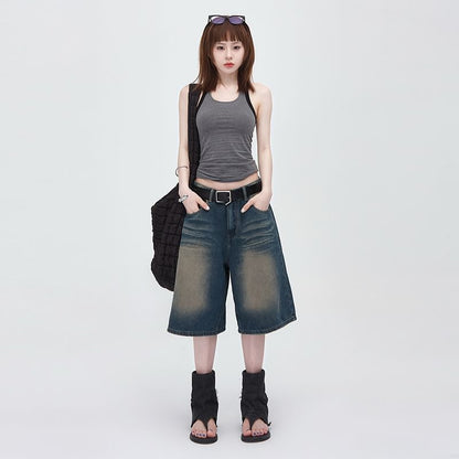 Low Rise Washed Denim Jorts