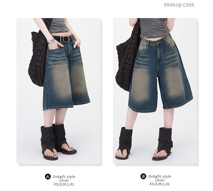 Low Rise Washed Denim Jorts