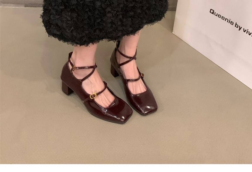 Chunky Heel Square-Toe Mary Jane Shoes