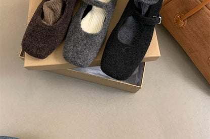 Square-Toe Mary Jane Flats