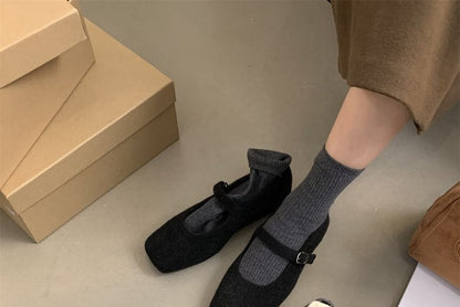 Square-Toe Mary Jane Flats