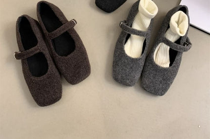 Square-Toe Mary Jane Flats