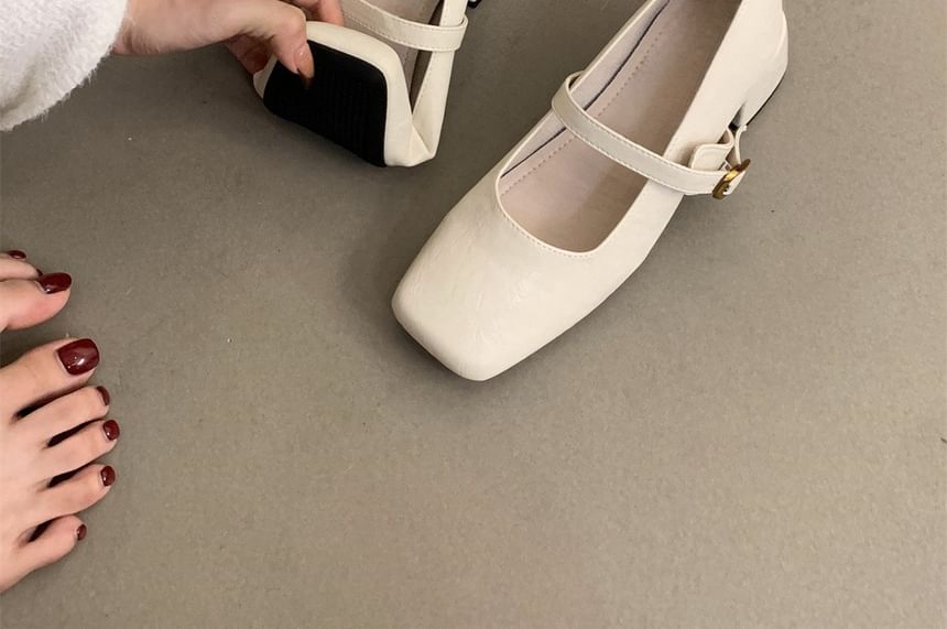 Square-Toe Chunky Heel Mary Jane Shoes