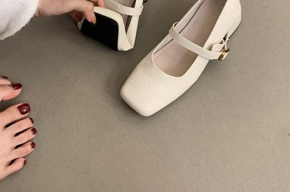Square-Toe Chunky Heel Mary Jane Shoes