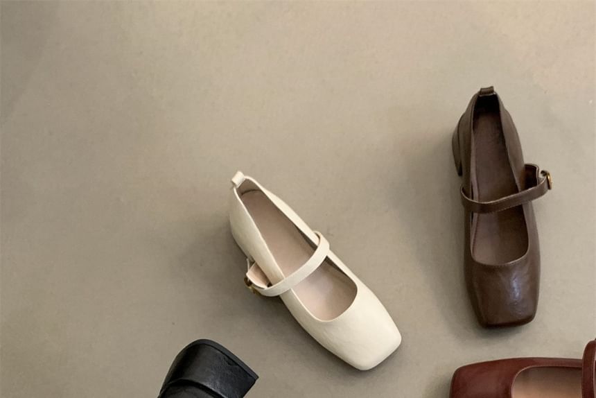 Square-Toe Chunky Heel Mary Jane Shoes