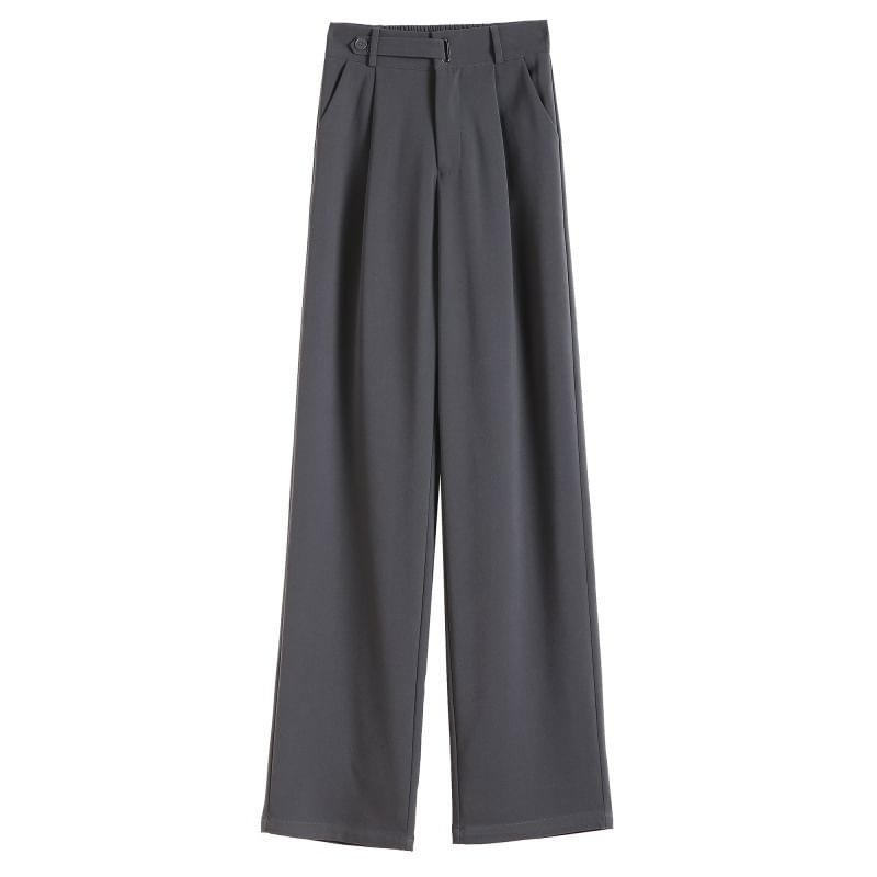 High Rise Plain Straight Leg Dress Pants