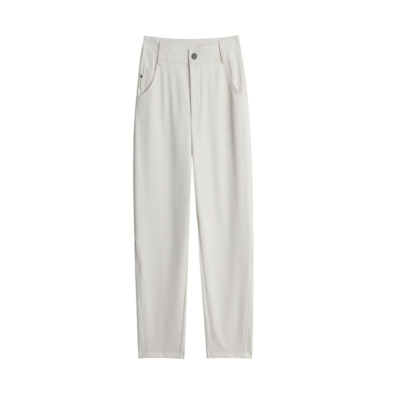 High Rise Plain Crop Harem Pants